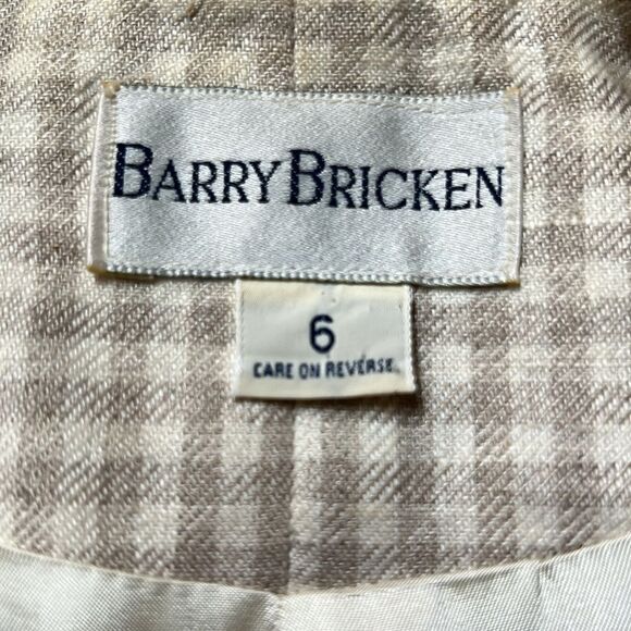 Vintage Tan & Cream Check Oversized Blazer size 6 - Picture 7 of 8